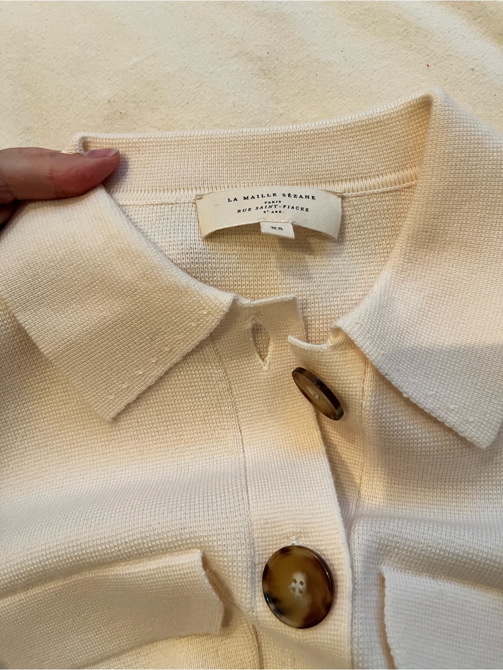 Sezane Cream Button-Up Knit Jacket - Picture 5 of 12